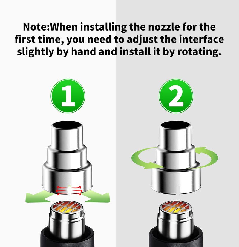 SEEKONE Heat Gun Nozzles Kit, SEEKONE Hot Air Gun Attachments 7 Pieces Stainless Steel Accessories Air Outlet Diameter 35mm / 1.377inch - Image 2